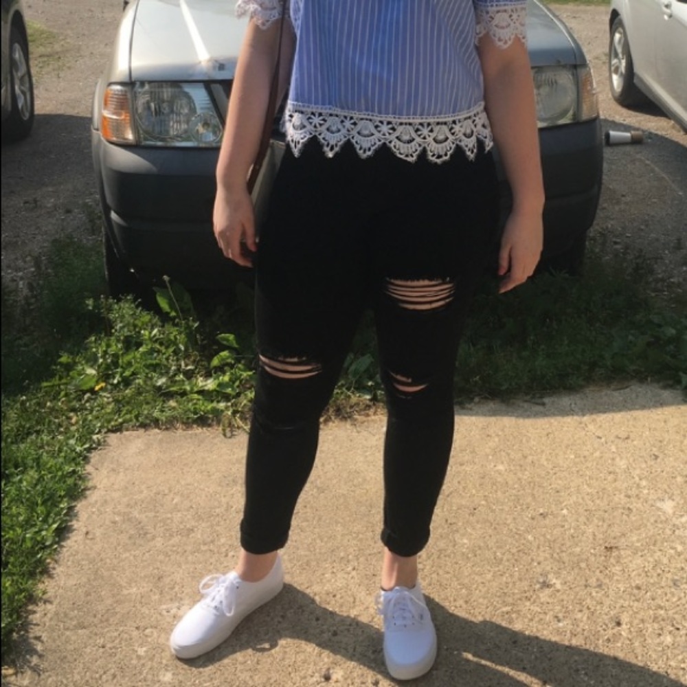 KanCan Size 29 Black High Waisted Ripped Jeans